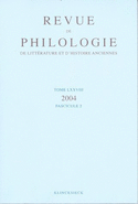 Revue de philologie, de littérature et d'histoire anciennes, v.  78